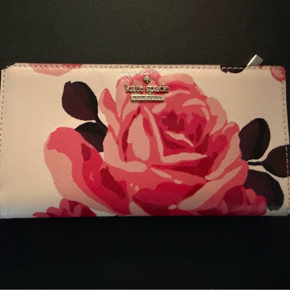 Kate Spade Rose Print Wallet in Pink and Black
